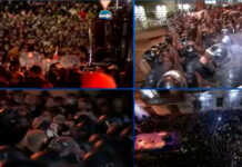 აქციის მონაწილეების წინააღმდეგ წიწაკის სპრეი და წყლის ჭავლი გამოიყენეს – პარლამენტთან სიტუაცია უკიდურესად დაძაბულია (ვიდეო+2)