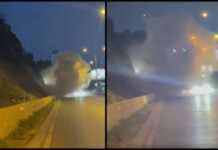 რამდენიმე წუთის წინ, თბილისში, ახალ გზაზე კლდე ჩამოინგრა (ვიდეო)